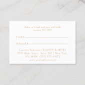 Elegant Crown Logo Salon Black Beige Empfehlungskarte (Rückseite)