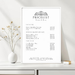 Elegant Crown Logo Weiß Salon Preisliste Poster