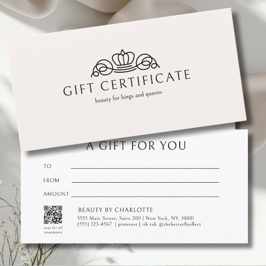 Elegant Crown Salon Beige Gift Certificate