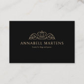 Elegant Crown Salon Black Beige Terminkarte (Vorderseite)