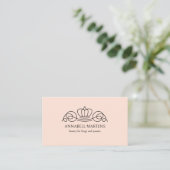 Elegant Crown Salon Peach QR-Code Visitenkarte (Stehend Vorderseite)