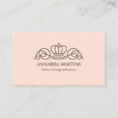 Elegant Crown Salon Peach QR-Code Visitenkarte (Vorderseite)