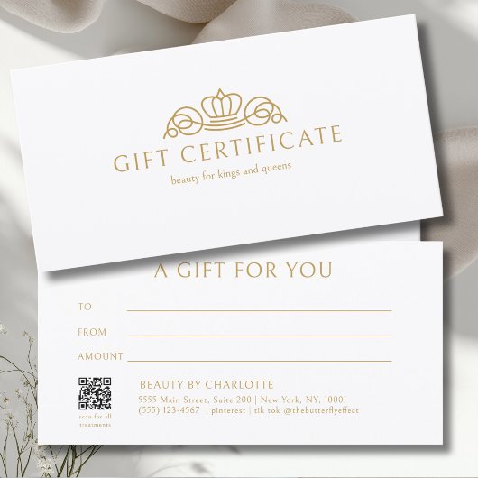 Elegant Crown Salon White Gift Certificate