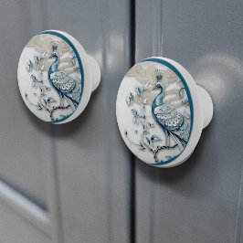 Elegant Crowned Peacock Ceramic Knob Keramikknauf