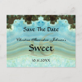 Elegant Crystal Blue Sweet 16 Save the Date Ankündigungspostkarte