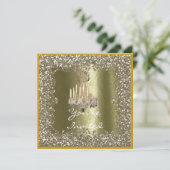 ELEGANT CRYSTAL Gold Sparkle Einladung (Stehend Vorderseite)