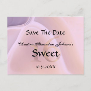 Elegant Crystal Pink Sweet 16 Save the Date Ankündigungspostkarte