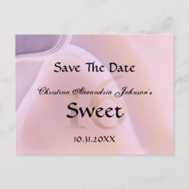 Elegant Crystal Pink Sweet 16 Save the Date Ankündigungspostkarte