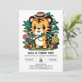 Elegant Cub Tiger Digital Geburtstag Einladung (Stehend Vorderseite)