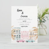 Elegant Cuba Havana Wedding Einladung (Stehend Vorderseite)