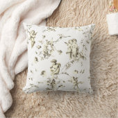 Elegant Cupid Angels Beige Weiße Blumenzunge Kissen (Decke)