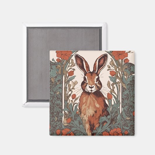Elegant Curious Hare William Morris Inspiriert Magnet (Vorderseite/Rückseite)