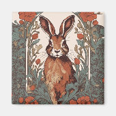 Elegant Curious Hare William Morris Inspiriert Magnet (Vorne)