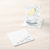 Elegant Cursive Custom Text Simple Wedding Rechteckiger Pappuntersetzer (Vor Ort)