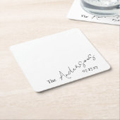 Elegant Cursive Custom Text Simple Wedding Rechteckiger Pappuntersetzer (angewinkelt)