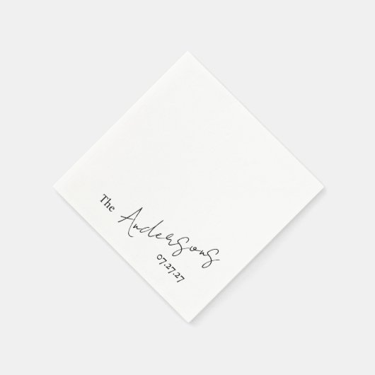 Elegant Cursive Custom Text Simple Wedding Serviette (Ecke)