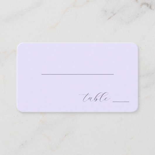 "Elegant Cursive Lavender Minimalist" Platzkarte (Vorderseite)