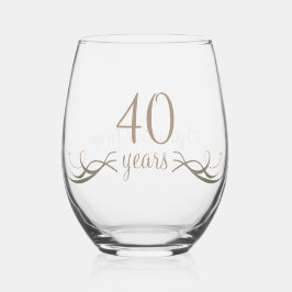 Elegant Custom 40th Anniversary Keepake Geschenk Weinglas Ohne Stiel