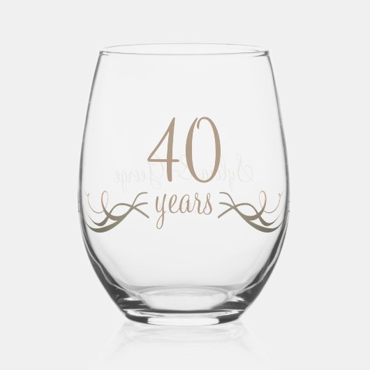 Elegant Custom 40th Anniversary Keepake Geschenk Weinglas Ohne Stiel (Vorderseite)