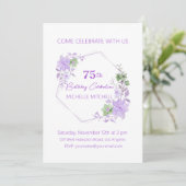 Elegant Custom 75. Geburtstag Lavender Floral Einladung (Stehend Vorderseite)