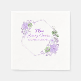 Elegant Custom 75. Geburtstag Lavender Floral Serviette