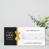 Elegant Custom Black Business Gift Certificate (Stehend Vorderseite)