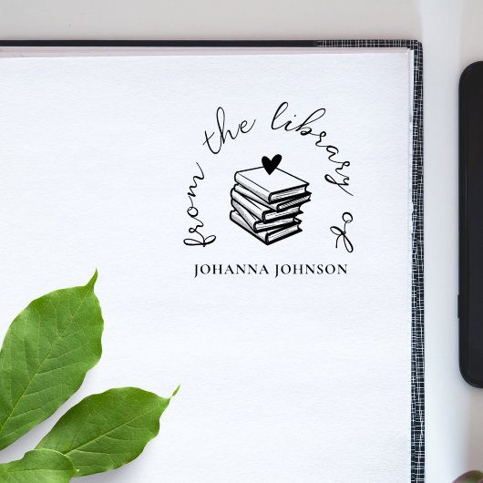 Elegant Custom Books Heart From The Library Book Gummistempel