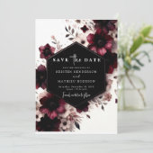 Elegant Custom Burgundy Wedding Save The Date (Stehend Vorderseite)