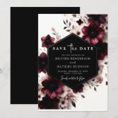 Elegant Custom Burgundy Wedding Save The Date (Vorne/Hinten)