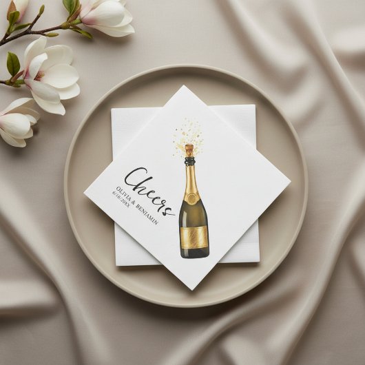 Elegant Custom Champagne Wedding Napkins with Name Serviette