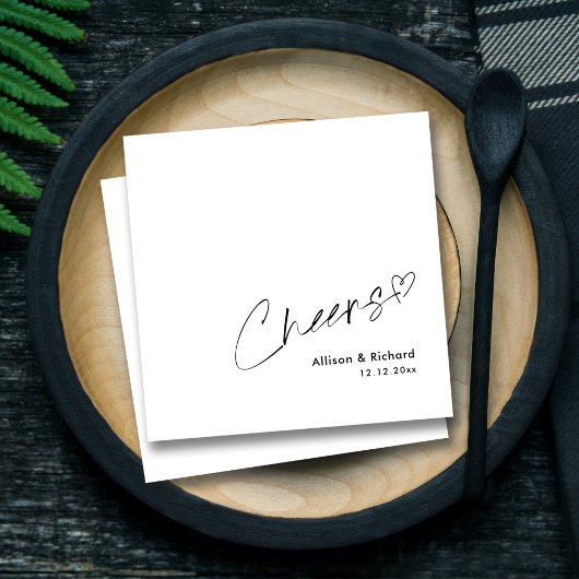 Elegant Custom Cheers Wedding Napkins with Names Serviette
