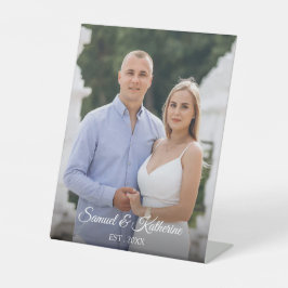 Elegant Custom Couple Photo Script Name Valentine Sockelschild