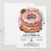 Elegant Custom Donuts Geburtstag Einladung (Vorne/Hinten)