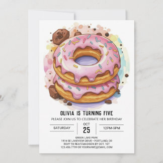 Elegant Custom Donuts Geburtstag Einladung