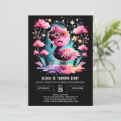 Elegant Custom Flamingo Birthday Einladung (Stehend Vorderseite)