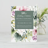 Elegant Custom Floral 50. Geburtstag Einladung (Stehend Vorderseite)