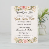 Elegant Custom Floral Wedding Invitations Design Folieneinladung (Stehend vorne)