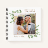 Elegant Custom Foto Greenerity Wedding Guest Book Notizblock (Vorderseite)