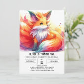 Elegant Custom Fox Geburtstag Einladung (Stehend Vorderseite)