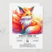 Elegant Custom Fox Geburtstag Einladung (Vorne/Hinten)