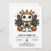 Elegant Custom Gears Robot Birthday Einladung (Vorne/Hinten)