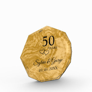 Elegant Custom Golden 50-jähriges Bestehen Fotoblock