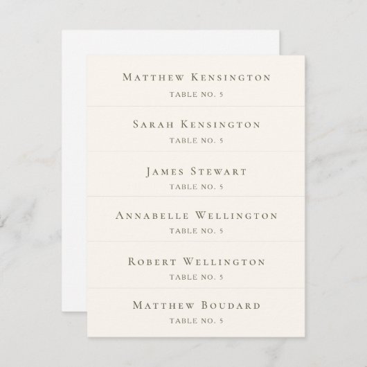 Elegant Custom Guest Names Wedding Platzkarten (Vorne/Hinten)