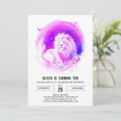 Elegant Custom Lion Birthday Einladung (Stehend Vorderseite)