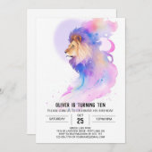 Elegant Custom Lion Birthday Einladung (Vorne/Hinten)