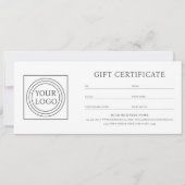 Elegant Custom Logo Blue Gift Certificate Voucher (Rückseite)