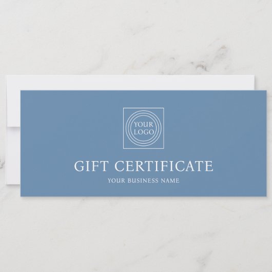 Elegant Custom Logo Blue Gift Certificate Voucher (Vorderseite)