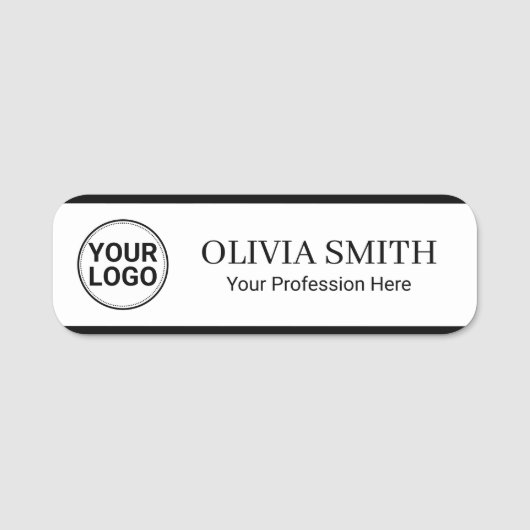 Elegant Custom Logo Employee Name Profession Namensschild (Vorderseite)
