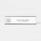Elegant custom Logo Employee Name, Profession Schreibtischnamensplakette (Vorderseite )