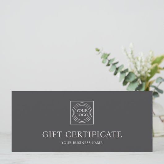 Elegant Custom Logo Gift Certificate Off-white (Stehend Vorderseite)